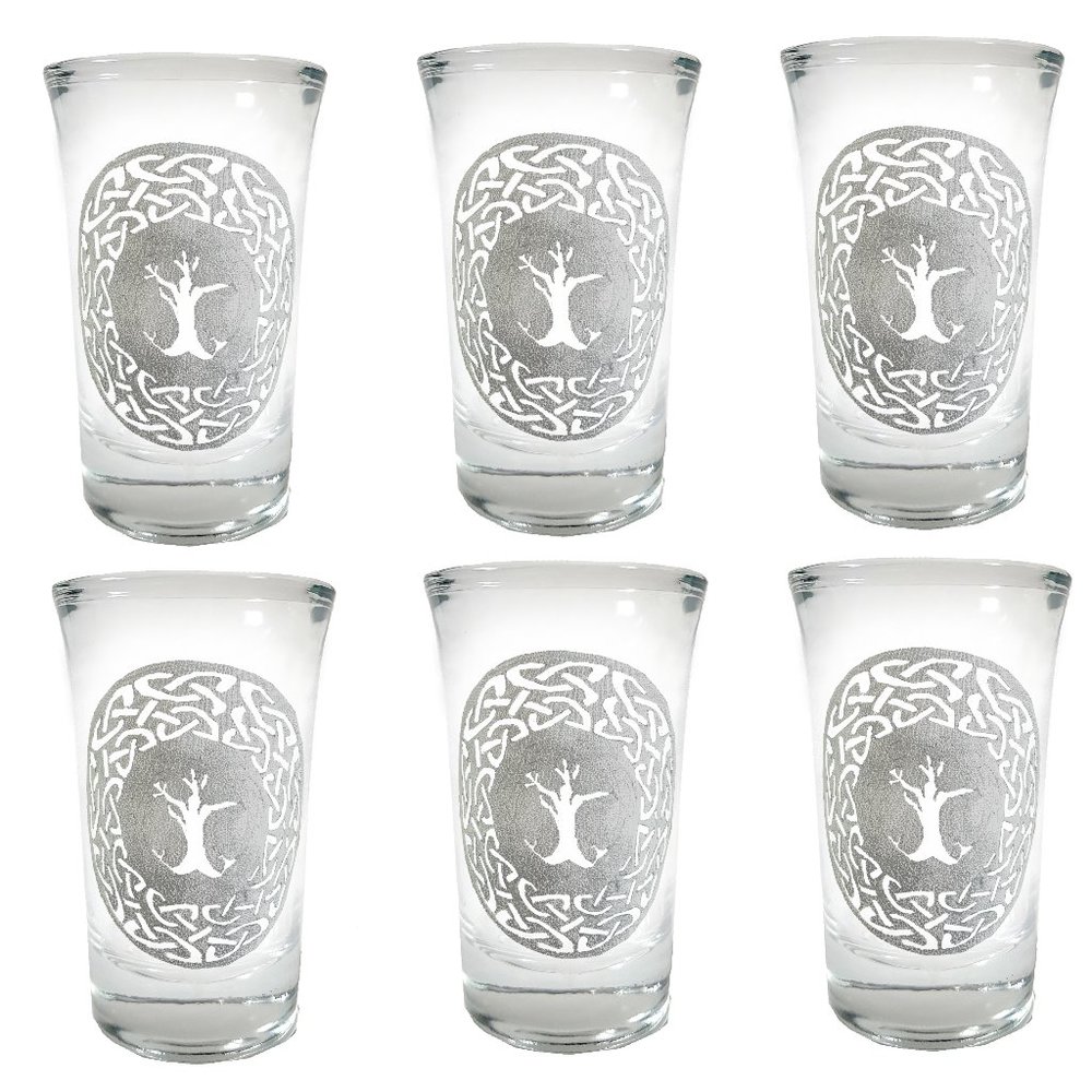 Celtic Tree of Life Shot Glass Set of 6, Engraved